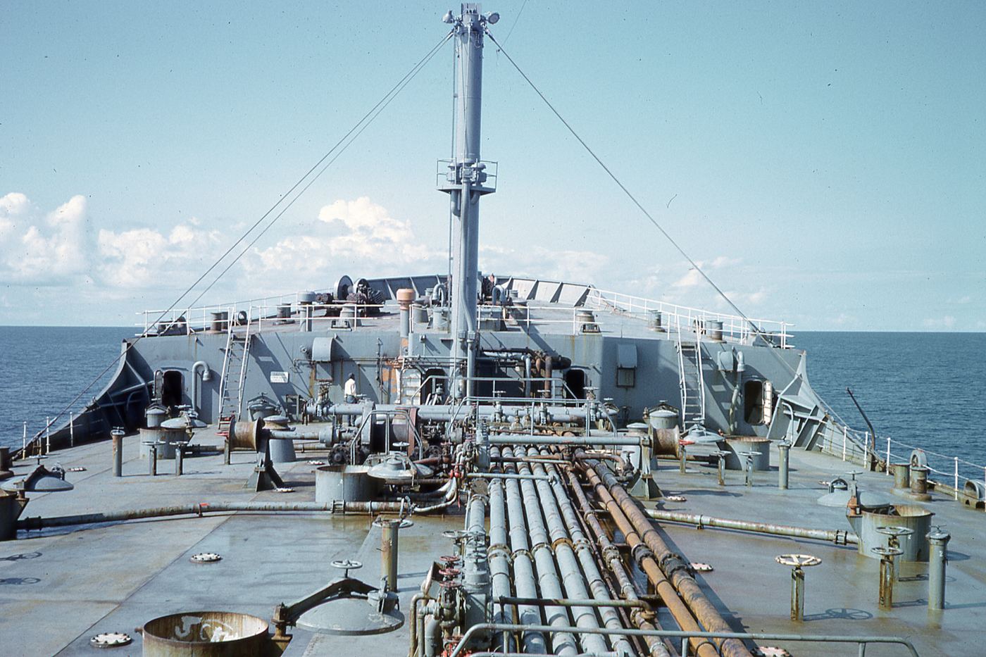 Pipework on the deck of a tanker